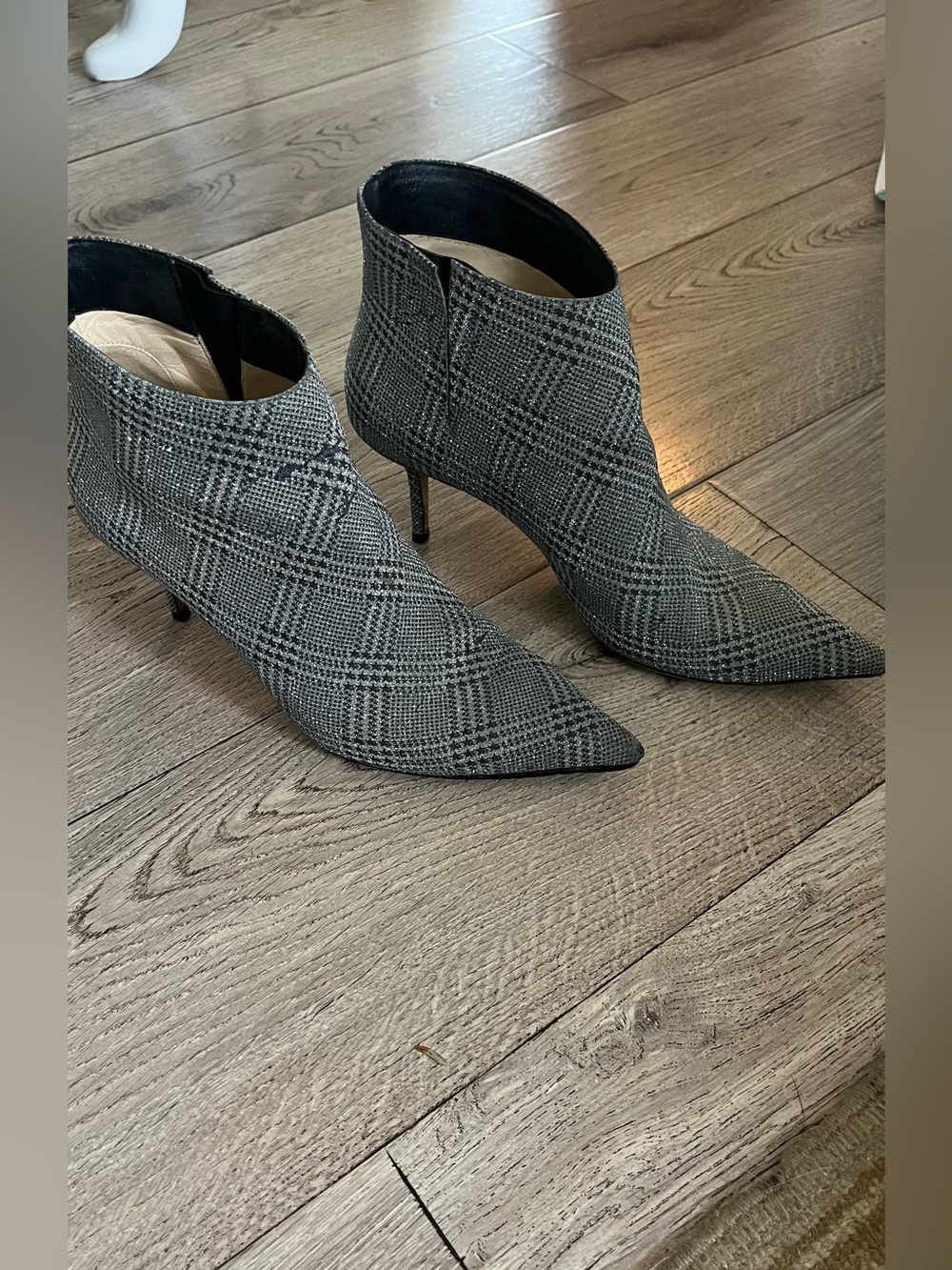 Jimmy Choo Pointed-Toe Plaid Ankle Boots - shimmer